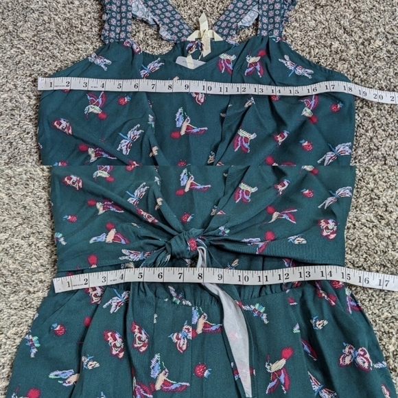 NWT Matilda Jane green butterfly & hummingbird ruffle strap tie waist jumpsuit M - Picture 9 of 12
